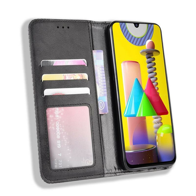 Flip Cover Samsung Galaxy M31 Effet Cuir Vintage Stylisé