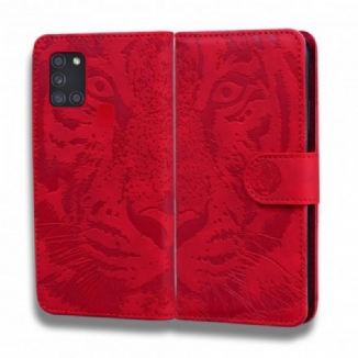 Housse Samsung Galaxy M31 Empreinte Face de Tigre