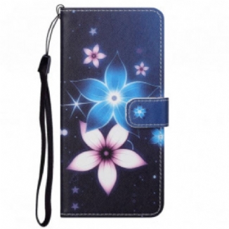 Housse Motorola Edge 20 Fleurs Lunaires à Lanière