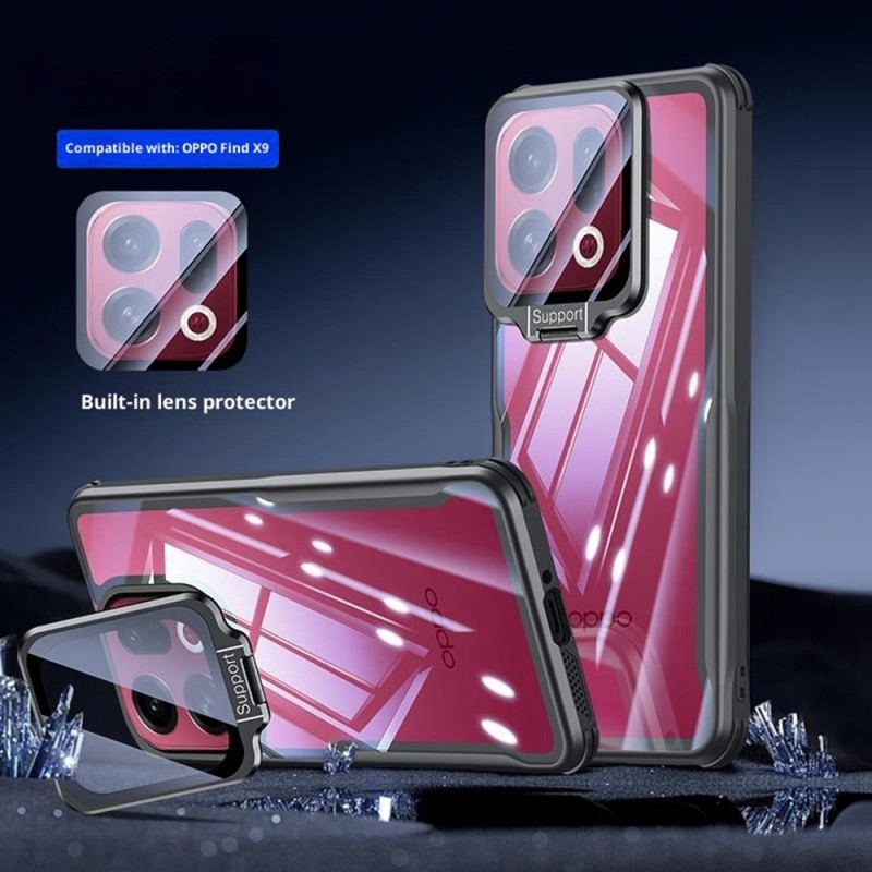 Coque Oppo Find X9 5G Transparente avec Support Intégré et Protection Caméra