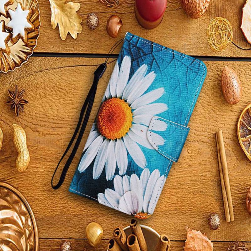 Housse Samsung Galaxy A15 5G Grand Chrysanthème à Lanière
