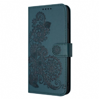 Housse Samsung Galaxy A15 5G Motif Fleurs Dentelle à Lanière