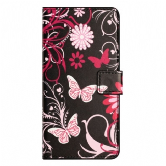 Housse Samsung Galaxy A15 5G Papillons sur Fond Noir