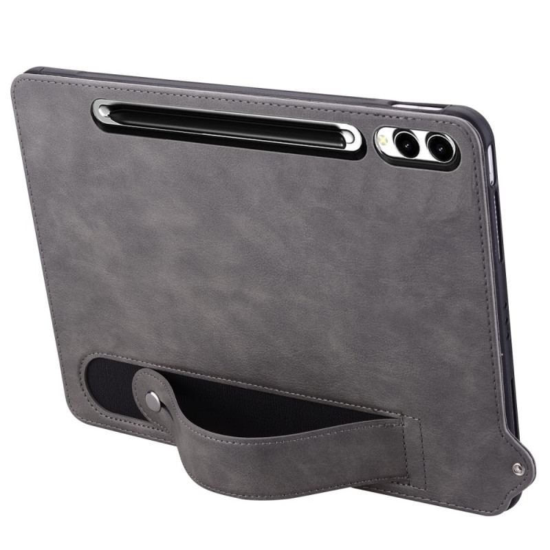 Coque Samsung Galaxy Tab S11 Ultra Effet Cuir avec Sangle Manuelle