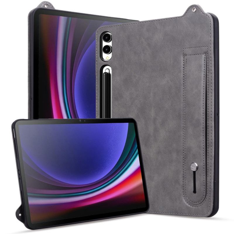 Coque Samsung Galaxy Tab S11 Ultra Effet Cuir avec Sangle Manuelle