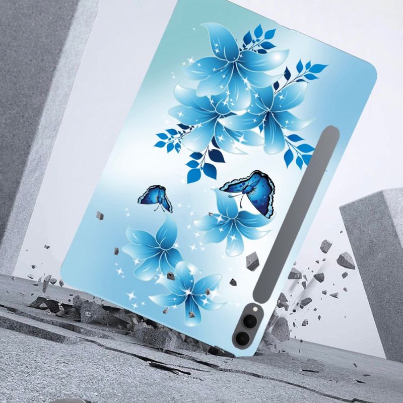 Coque Samsung Galaxy Tab S11 Ultra Papillons Bleus