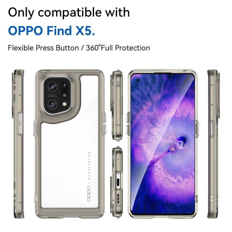 Coque Oppo Find X5 Hybride Rebords Colorés Transparents