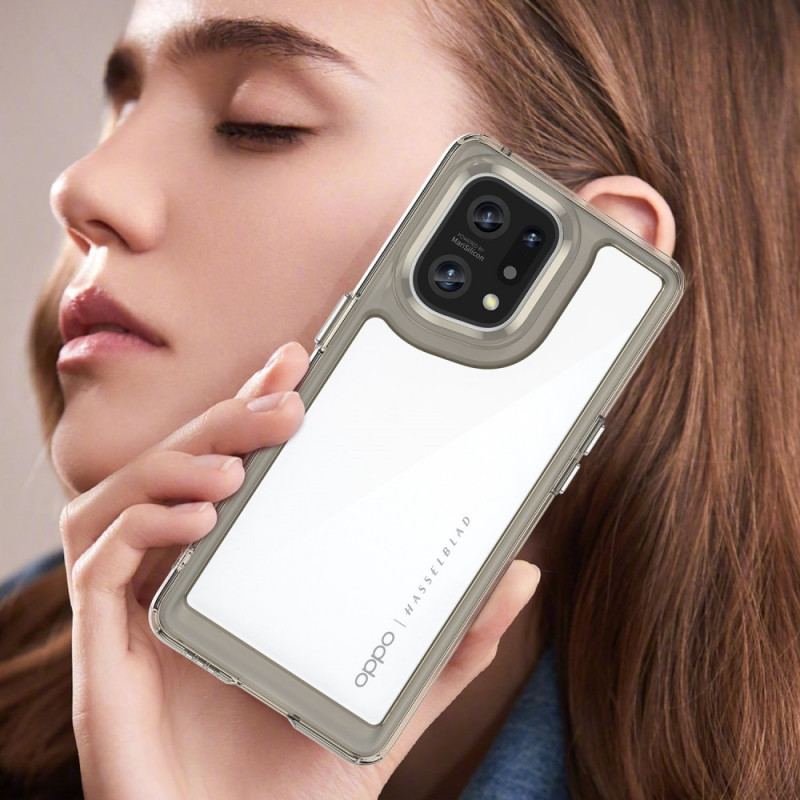 Coque Oppo Find X5 Hybride Rebords Colorés Transparents