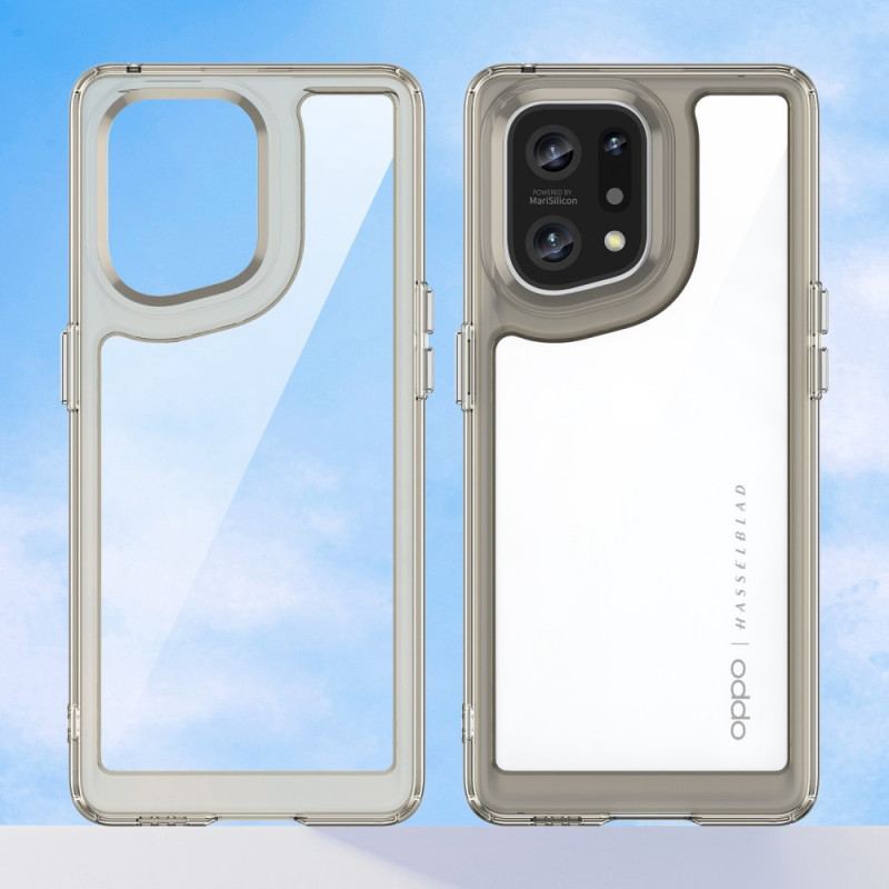 Coque Oppo Find X5 Hybride Rebords Colorés Transparents