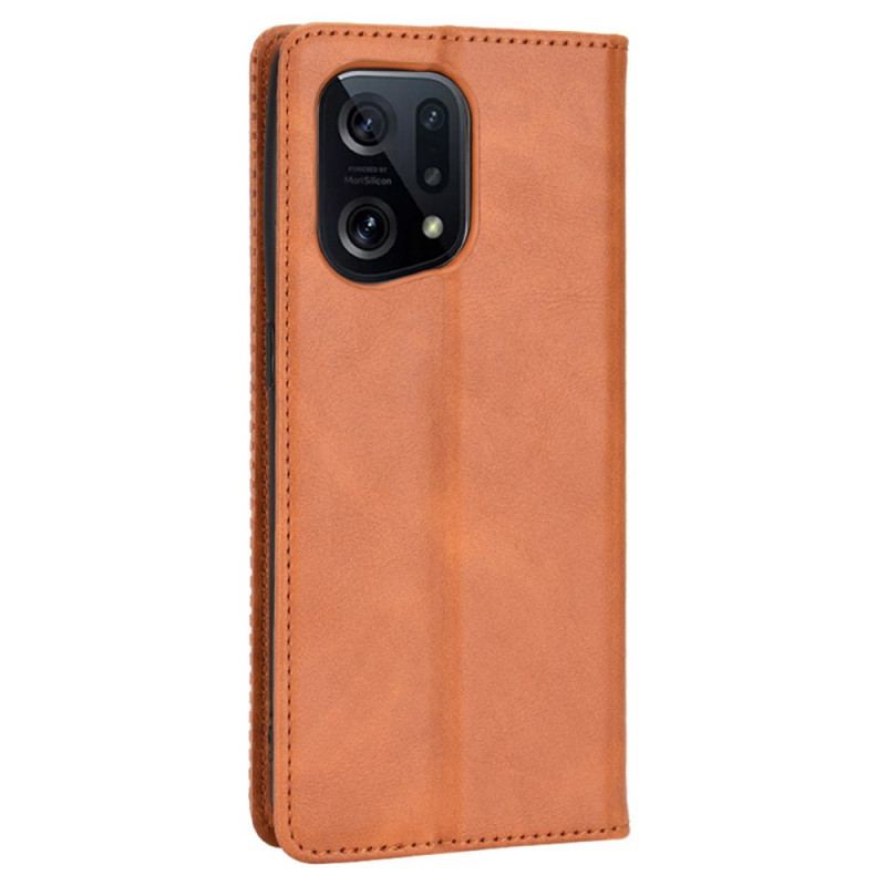 Flip Cover Oppo find X5 Effet Cuir Vintage Stylisé