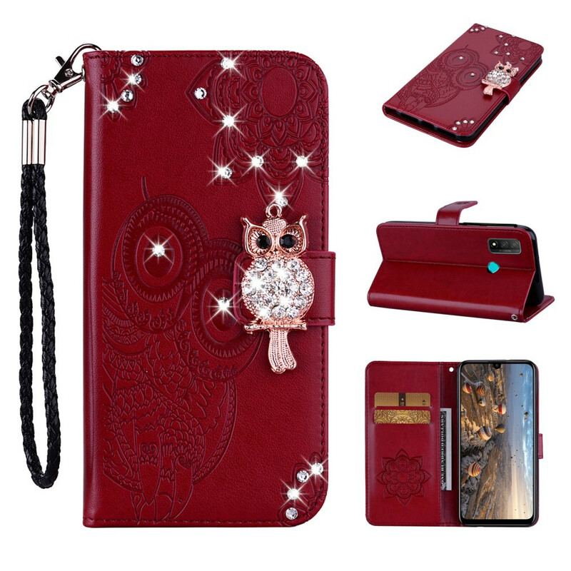Housse Huawei P Smart 2020 Hibou Mandala et Breloque