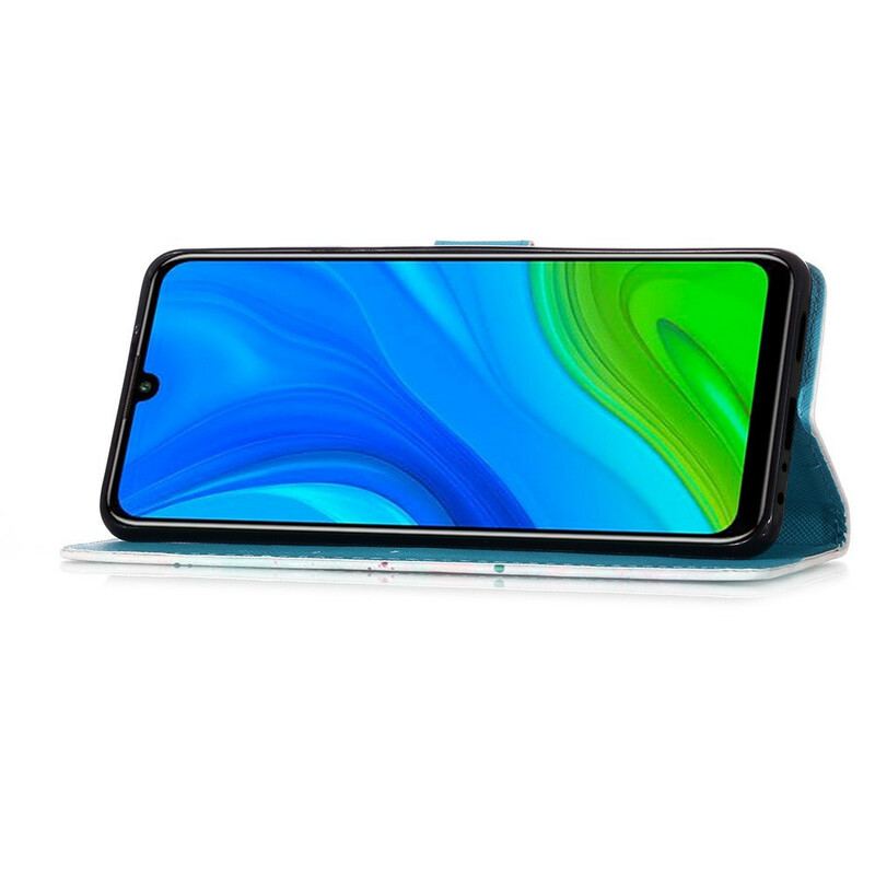 Housse Huawei P Smart 2020 Papillons Dorés à Lanière