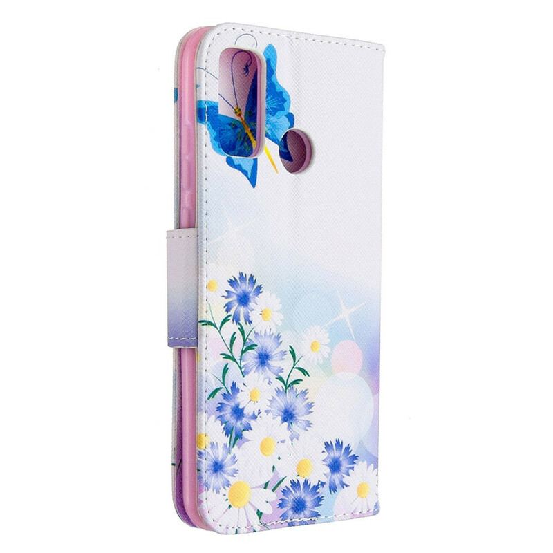 Housse Huawei P Smart 2020 Papillons et Fleurs Peints