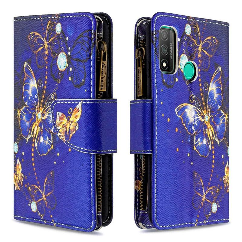 Housse Huawei P Smart 2020 Poche Zippée Papillons