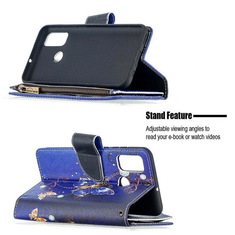 Housse Huawei P Smart 2020 Poche Zippée Papillons