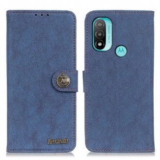 Housse Moto E40 / E30 / E20 Cuir Fendu Rétro KHAZNEH