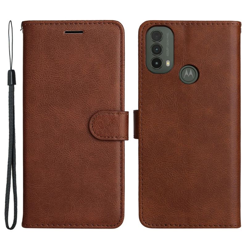 Housse Moto E40 / E30 / E20 Effet Cuir à Lanière