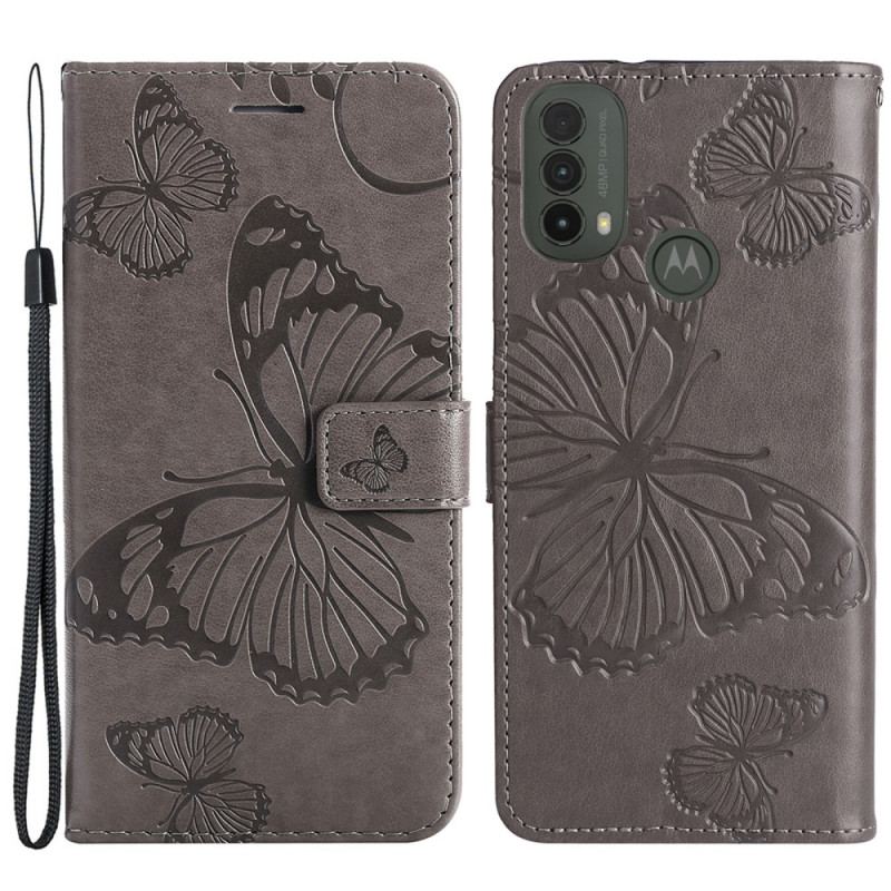 Housse Moto E40 / E30 / E20 Papillons Géants à Lanière