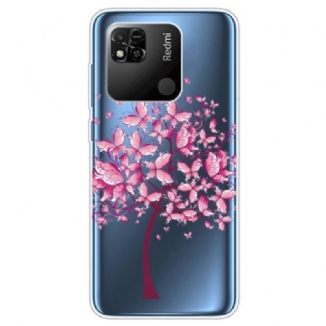 Coque Xiaomi Redmi 10A Transparente Arbre Rose