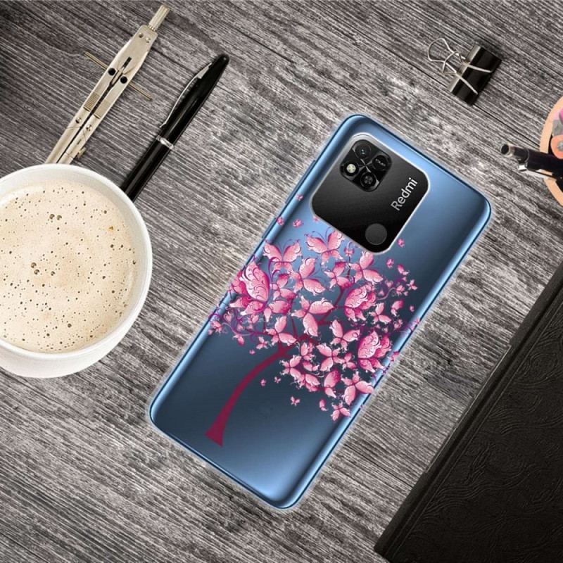 Coque Xiaomi Redmi 10A Transparente Arbre Rose