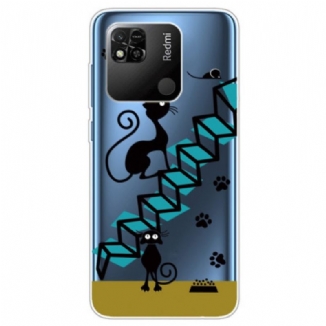 Coque Xiaomi Redmi 10A Transparente Chats dans l'Escalier