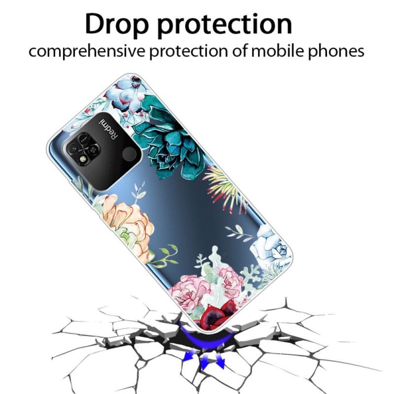 Coque Xiaomi Redmi 10A Transparente Fleurs Aquarelle