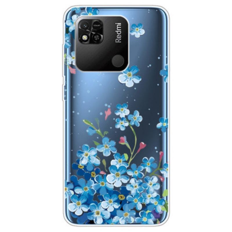 Coque Xiaomi Redmi 10A Transparente Fleurs Bleus