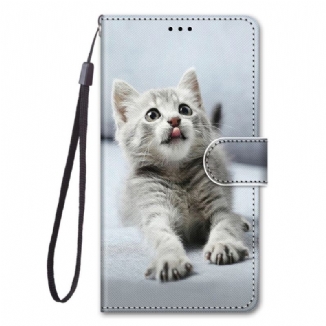 Housse Xiaomi Redmi 10A Chaton Blanc à Lanière