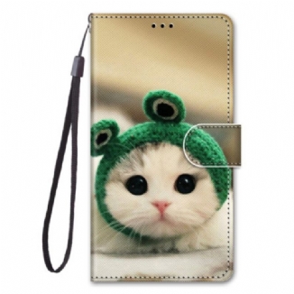 Housse Xiaomi Redmi 10A Drôle de Chat à Lanière