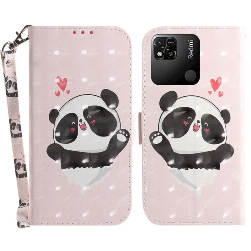 Housse Xiaomi Redmi 10A Panda Love à Lanière