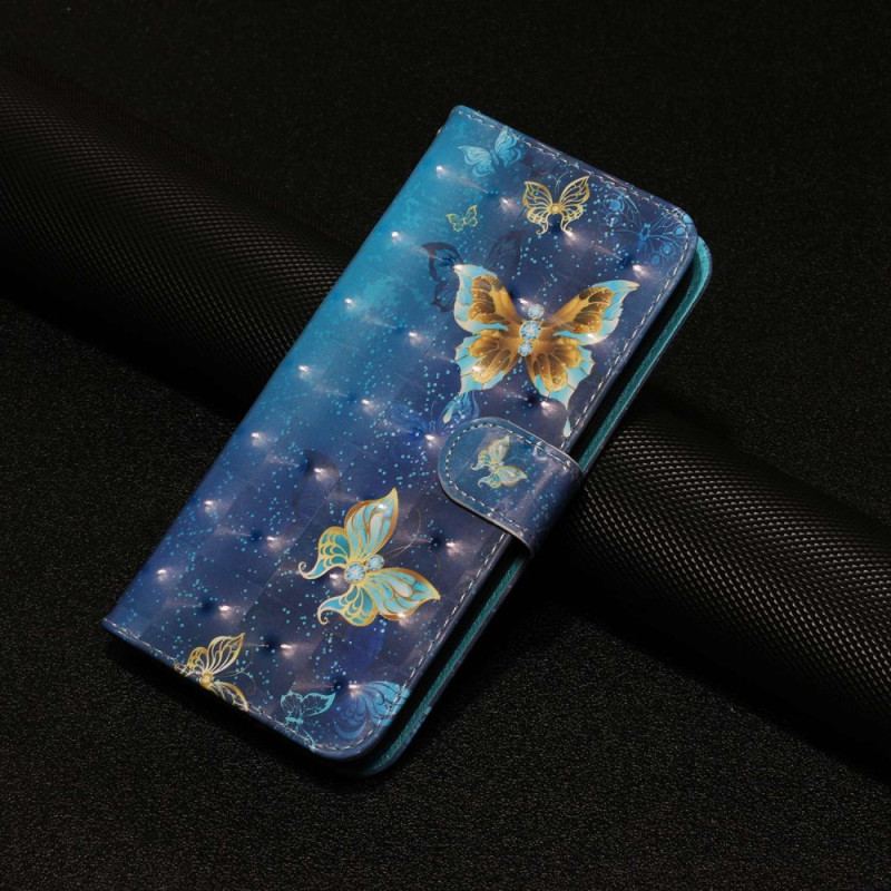 Housse Xiaomi Redmi 10A Papillons Sur Fond Bleu à Lanière
