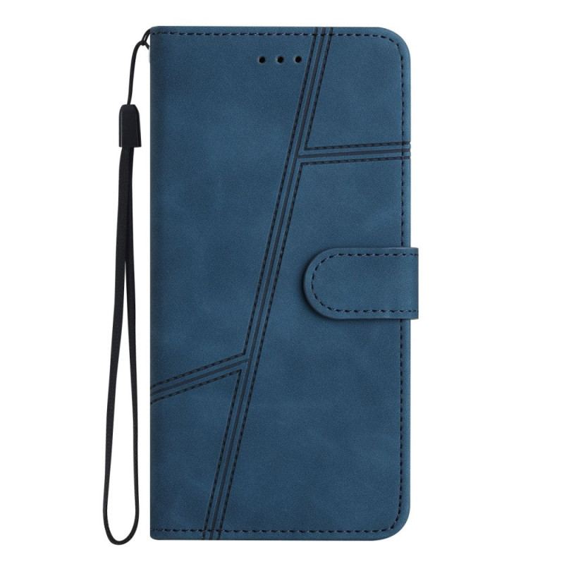 Housse Xiaomi Redmi 10A Style Cuir Géométrique à Lanière