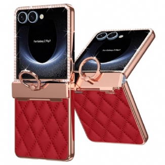 Coque Samsung Galaxy Z Flip 7 Anneau-Support et Décoration Strass