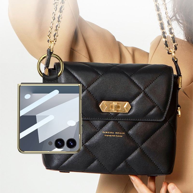 Coque Samsung Galaxy Z Flip 7 Design Matelassé avec Anneau-Support