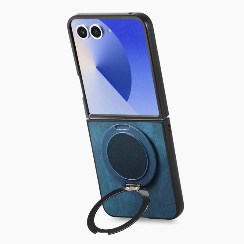 Coque Samsung Galaxy Z Flip 7 Effet Cuir avec Support Rotatif à