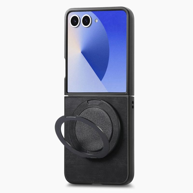 Coque Samsung Galaxy Z Flip 7 Effet Cuir avec Support Rotatif à