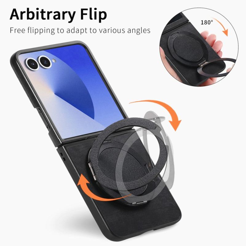 Coque Samsung Galaxy Z Flip 7 Effet Cuir avec Support Rotatif à