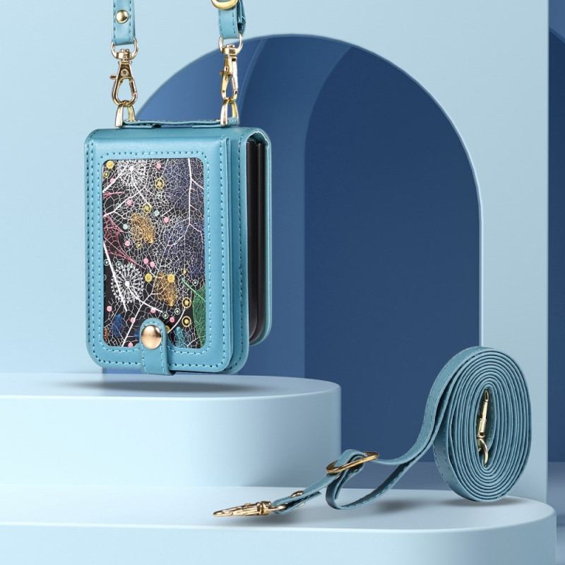 Coque Samsung Galaxy Z Flip 7 FE / Z Flip 6 Porte-Cartes et Bandoulière Marbré