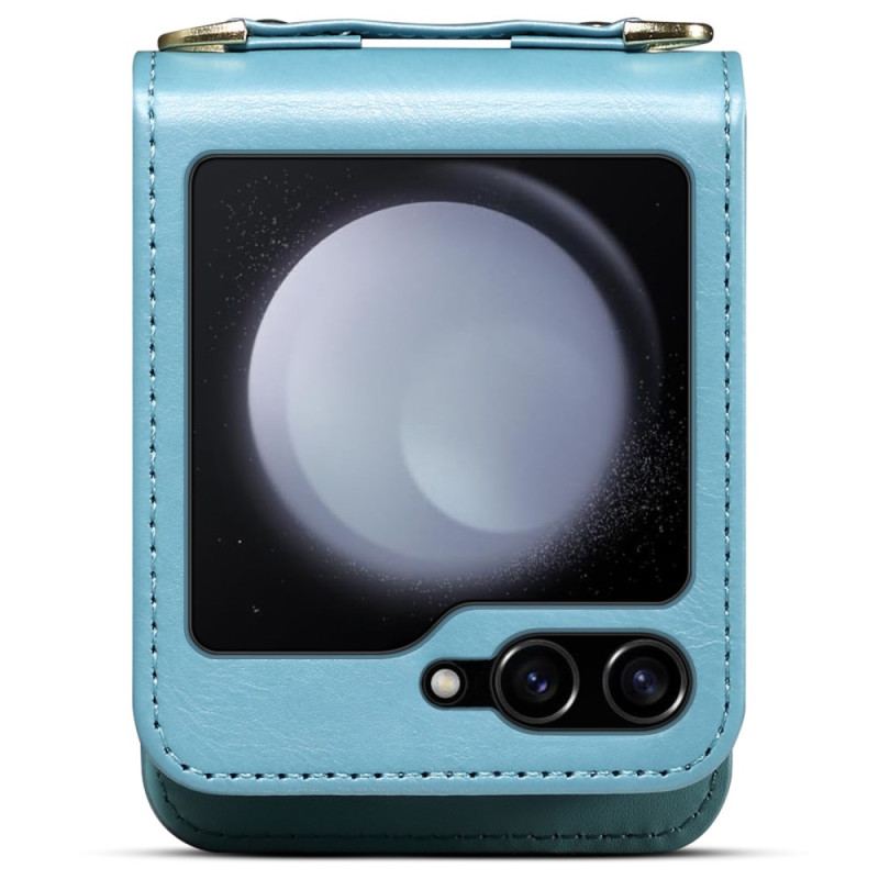 Coque Samsung Galaxy Z Flip 7 FE / Z Flip 6 Porte-Cartes et Bandoulière Marbré