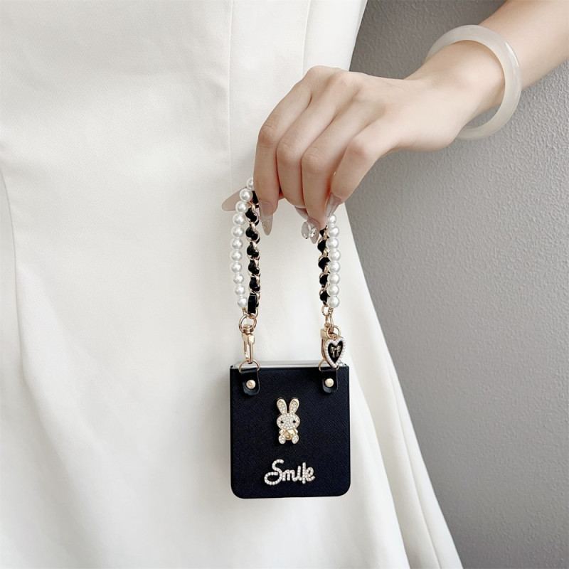 Coque Samsung Galaxy Z Flip 7 Lapin Smile avec Bracelet