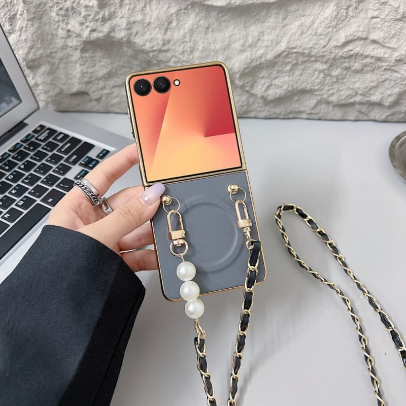Coque Samsung Galaxy Z Flip 7 Magnétique Bandoulière Breloque
