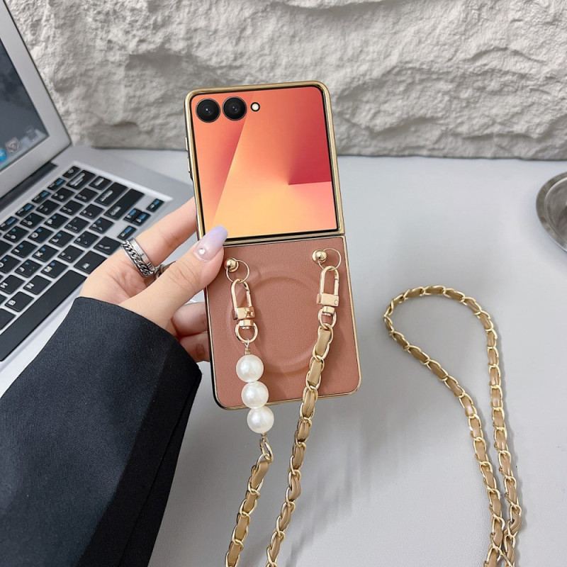 Coque Samsung Galaxy Z Flip 7 Magnétique Bandoulière Breloque