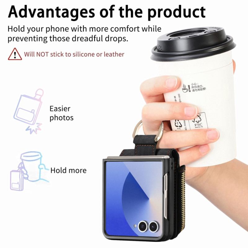 Coque Samsung Galaxy Z Flip 7 Poche Zippée et Porte-Cartes