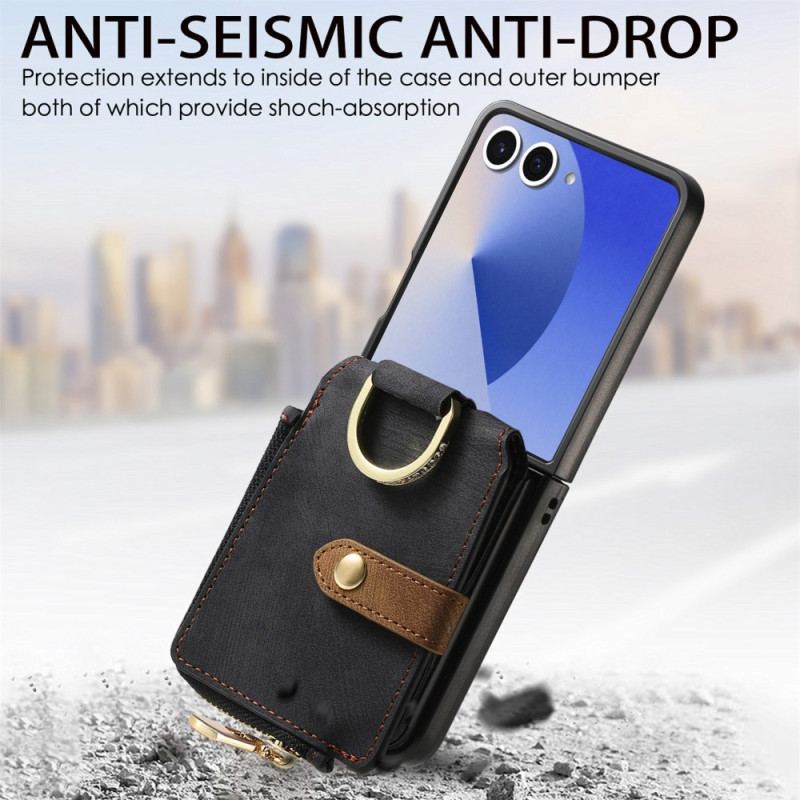 Coque Samsung Galaxy Z Flip 7 Poche Zippée et Porte-Cartes