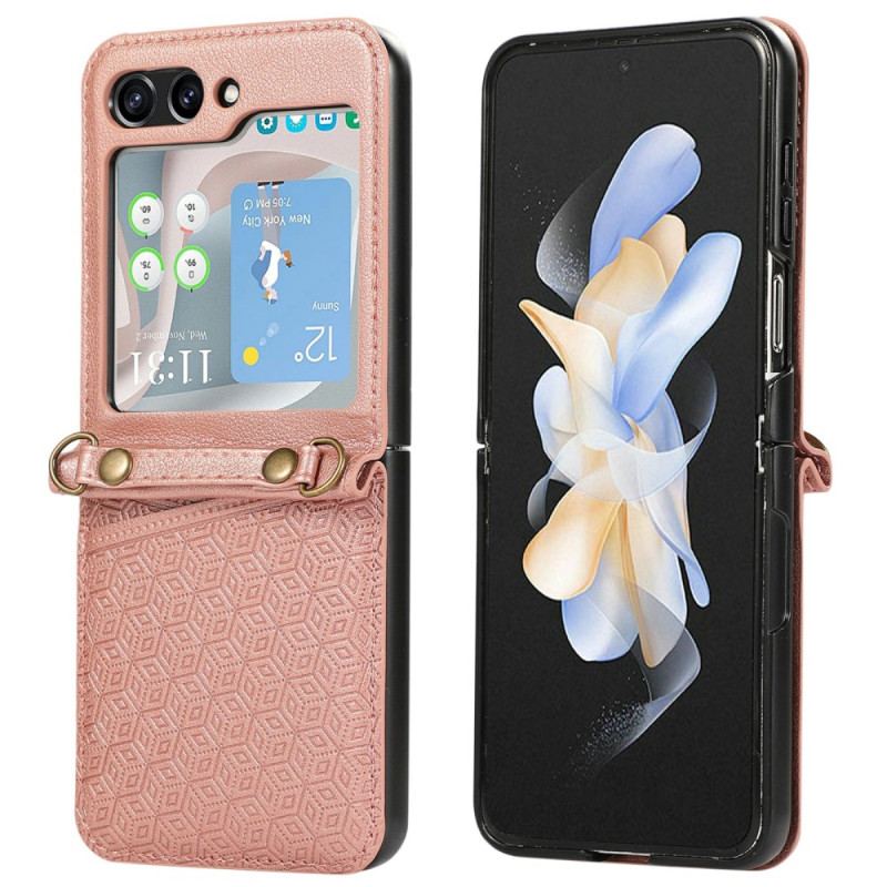 Coque Samsung Galaxy Z Flip 7 Porte-Cartes Design Rhombique