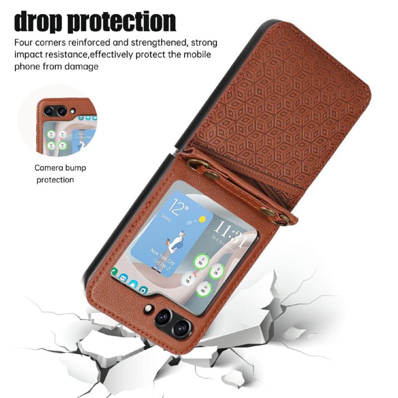 Coque Samsung Galaxy Z Flip 7 Porte-Cartes Design Rhombique