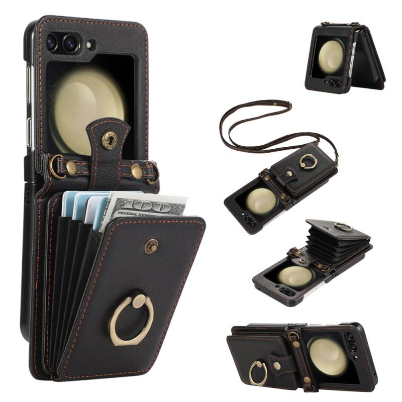 Coque Samsung Galaxy Z Flip 7 Porte-Cartes et Bandoulière