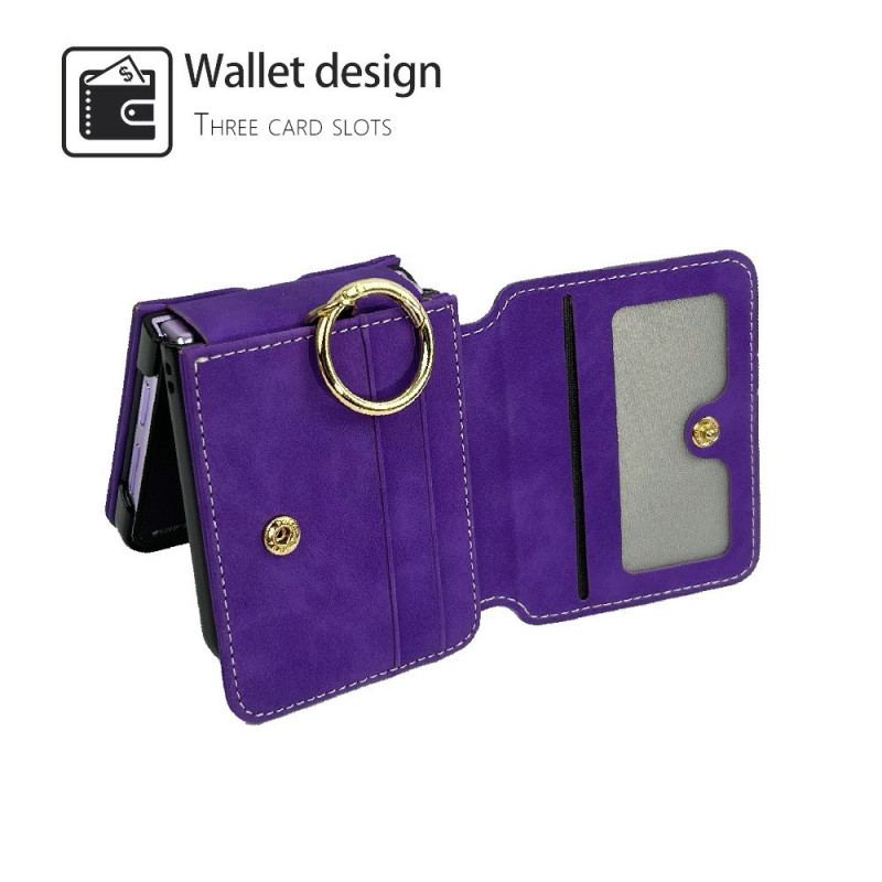 Coque Samsung Galaxy Z Flip 7 Porte-Cartes et Chaîne Détachable