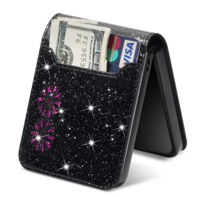Coque Samsung Galaxy Z Flip 7 Porte-Cartes Paillettes