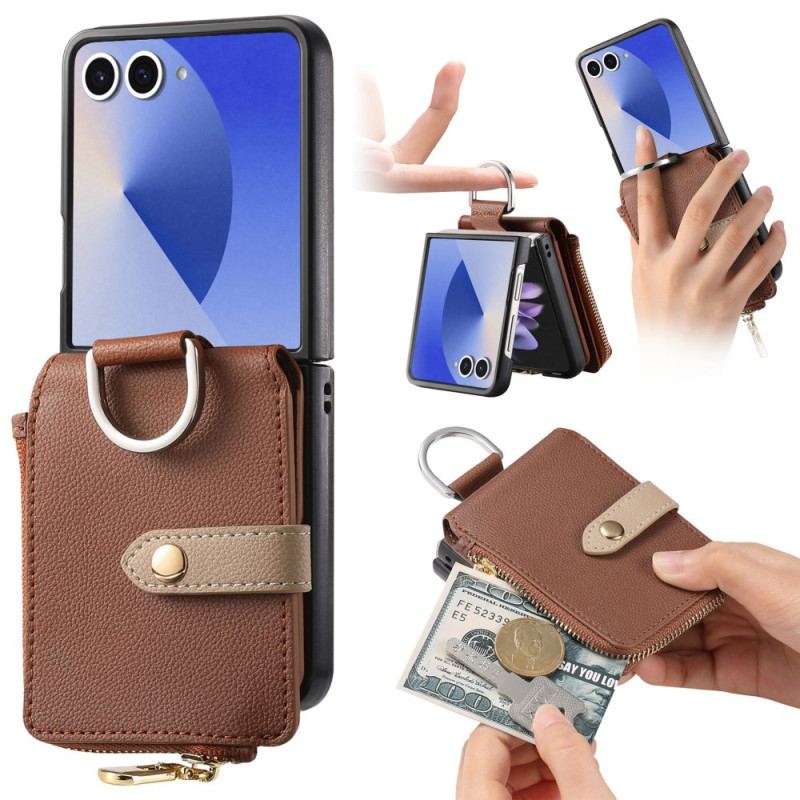 Coque Samsung Galaxy Z Flip 7 Porte-Monnaie et Anneau